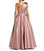Mac Duggal One Shoulder Satin Gown With 3D Floral Applique, Color:Rose - Image 2