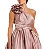 Mac Duggal One Shoulder Satin Gown With 3D Floral Applique, Color:Rose - Image 3
