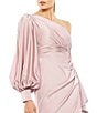 Mac Duggal One Shoulder Satin Wrap Gown, Color:Mocha - Image 3