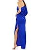 Mac Duggal One Shoulder Satin Wrap Gown, Color:Sapphire - Image 2