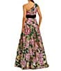 Mac Duggal One Shoulder Sequin Ballgown With Velvet Bow, Color:Gold Multi - Image 2