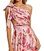 Mac Duggal One Shoulder Side Cut Out Gown With Slit, Color:Blush Multi - Image 3