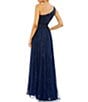 Mac Duggal Beaded One Shoulder Sleeveless Sequin A-Line Gown, Color:Midnight - Image 2