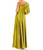Mac Duggal One Sleeve Satin Ruffle Front Hi Low Dress, Color:Chartreuse - Image 2
