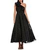 Mac Duggal Pearl Beaded Organza One Shoulder Midi Dress, Color:Black Ivory - Image 1
