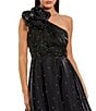 Mac Duggal Pearl Beaded Organza One Shoulder Midi Dress, Color:Black Ivory - Image 3