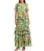 Mac Duggal Petite Floral Printed Chiffon Tiered Ruffle Gown - Image 1