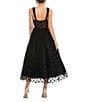 Mac Duggal Petite Size Polka Dot Net Bustier A-Line Midi Dress, Color:Black - Image 2
