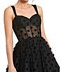 Mac Duggal Petite Size Polka Dot Net Bustier A-Line Midi Dress, Color:Black - Image 3