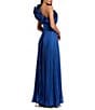 Mac Duggal Pleated Charmeuse One Shoulder Sleeveless Ruffle Trim Side Slit Gown, Color:Cobalt - Image 2