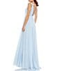 Color:Powder Blue - Image 2 - Pleated Chiffon V-Neck Ruffle Sleeveless A-Line Gown