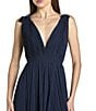 Mac Duggal Pleated Chiffon V-Neck Ruffle Sleeveless A-Line Gown, Color:Navy - Image 3