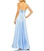 Mac Duggal Pleated Deep V-Neck Spaghetti Strap Sleeveless Wide Leg Jumpsuit, Color:Blue - Image 2