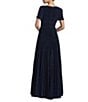 Mac Duggal Pleated Metallic Flutter Sleeve A Line Gown - Image 2