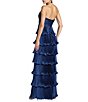 Mac Duggal Pleated Strapless Cut Out Tiered Ruffle Charmeuse Satin Column Gown - Image 2