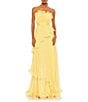 Color:Buttercup - Image 1 - Pleated Tiered Ruffle Strapless Gown