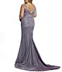 Color:Lavender Twinkle - Image 2 - Plus Size Deep V-Neck Sleeveless Shimmer Gown
