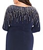 Color:Midnight - Image 4 - Plus Size Long Sleeve Beaded Bodice V-Neck A-Line Gown