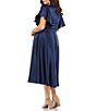 Color:Midnight - Image 2 - Plus Size Short Flutter Sleeve Surplice V-Neck Midi Dress