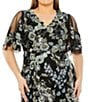 Color:Black Multi - Image 3 - Plus Size Short Sleeve V-Neck Floral Embroidered Gown