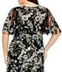 Color:Black Multi - Image 4 - Plus Size Short Sleeve V-Neck Floral Embroidered Gown