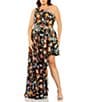 Color:Black Multi - Image 1 - Plus Size Sleeveless One Shoulder Sequin Embellished Asymmetrical Gown