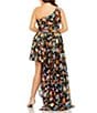Color:Black Multi - Image 2 - Plus Size Sleeveless One Shoulder Sequin Embellished Asymmetrical Gown