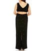 Color:Black - Image 2 - Plus Size Sleeveless V-Neck Rhinestone Detail Open Back A-line Gown