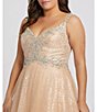 Color:Nude/Silver - Image 3 - Plus Size Sweetheart Neck Sleeveless Beaded Embellished Shimmer Gown