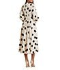 Mac Duggal Polka Dot Charmeuse V-Neck Puff Sleeves Midi Dress, Color:Cream Black - Image 2