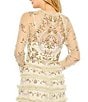 Color:Taupe Multi - Image 4 - Polka Dot Print Illusion Crew Neck Long Mesh Sleeve Tiered Ruffled Gown