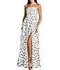 Mac Duggal Polka Dot Strapless Gown With Slit - Image 1