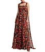 Mac Duggal Printed Chiffon Sleeveless With Scarf A-Line Gown - Image 1