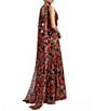 Mac Duggal Printed Chiffon Sleeveless With Scarf A-Line Gown - Image 2