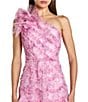 Mac Duggal Printed Mesh One Shoulder Ruffle A-Line Midi Dress - Image 3