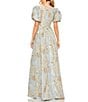 Mac Duggal Puff Sleeve Brocade Gown With Hilo Hem, Color:Platinum Gold - Image 2