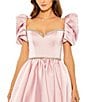 Color:Blush - Image 3 - Puff Sleeve Rhinestone Trimmed Fit & Flare Mini Dress