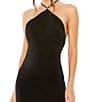 Color:Black - Image 3 - Rhinestone Low Back Halter Neck Mini Dress
