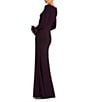 Mac Duggal Round Neck 3D Floral Sleeves Jersey Gown, Color:Amethyst - Image 2