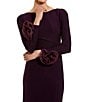 Mac Duggal Round Neck 3D Floral Sleeves Jersey Gown, Color:Amethyst - Image 3