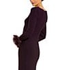 Mac Duggal Round Neck 3D Floral Sleeves Jersey Gown, Color:Amethyst - Image 4