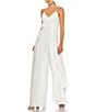 Mac Duggal Ruched Bodice Tie Waist Chiffon Jumpsuit, Color:White - Image 1