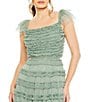 Mac Duggal Ruffle Cap Sleeve Tiered Ruffle Gown, Color:Jade - Image 3