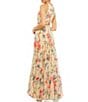 Color:Nude Multi - Image 2 - Ruffle Halter Neck Floral Print Chiffon Sleeveless A-Line Dress