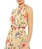 Color:Nude Multi - Image 3 - Ruffle Halter Neck Floral Print Chiffon Sleeveless A-Line Dress