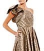 Mac Duggal Ruffle One Shoulder Metallic Ballgown, Color:Antigue Bronze - Image 3