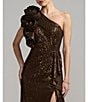 Mac Duggal Ruffle One Shoulder Sequin High Slit A-Line Gown - Image 3
