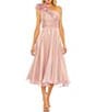 Color:Rose - Image 1 - Ruffle One Shoulder Shimmer Organza Midi Dress