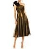 Mac Duggal Ruffle One Shoulder Shimmer Organza Midi Dress, Color:Antique Gold - Image 1