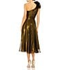 Mac Duggal Ruffle One Shoulder Shimmer Organza Midi Dress, Color:Antique Gold - Image 2